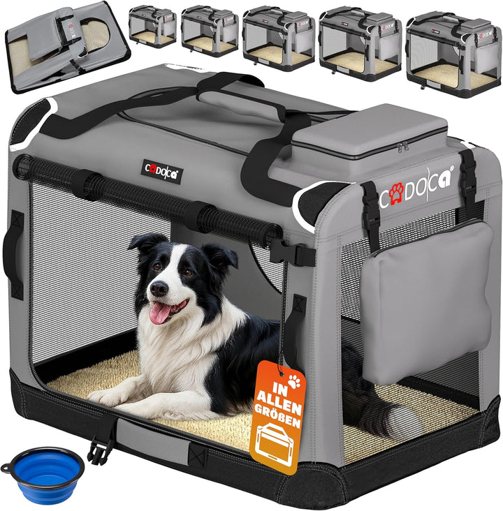 CADOCA® Hundebox faltbar Transportbox XL 82x56x58cm robust atmungsaktiv Transporttasche Auto Rückban