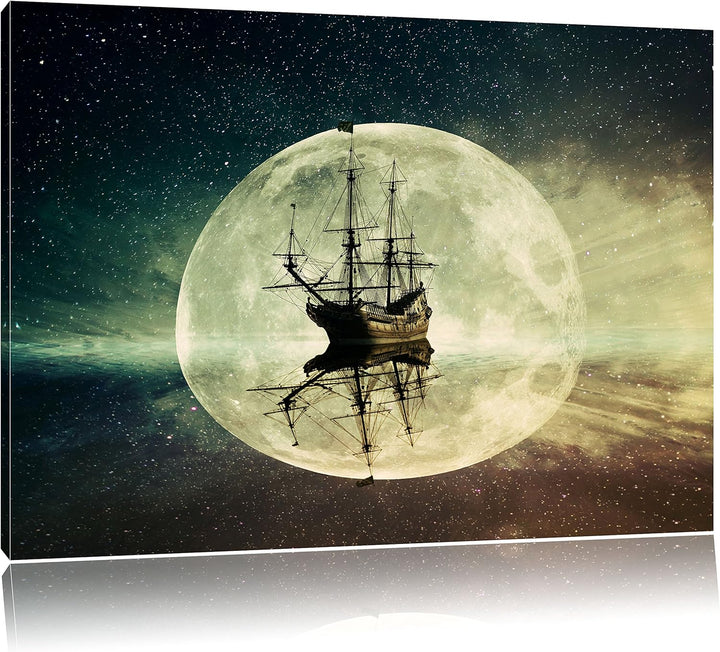 Geisterschiff im Weltall, Format: 100x70 auf Leinwand, XXL riesige Bilder fertig gerahmt mit Keilrah