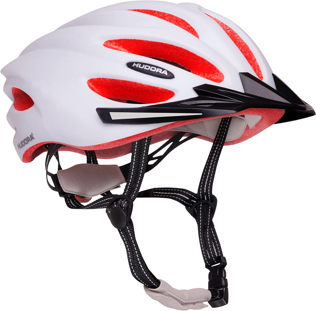 HUDORA Fahrrad-Helm Basalt Damen Herren, Fahrrad-Helm Rad-Helm Gr. 49-63, weiss/orange 56-59, 56-59