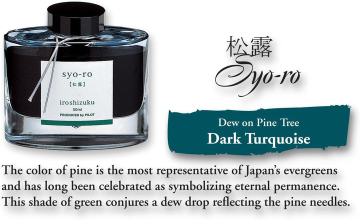 PILOT Iroshizuku 69206 Füllfederhalter-Tinte, Syo-Ro, Tau auf Kiefernbaum (dunkles Türkis), 50 ml Fl