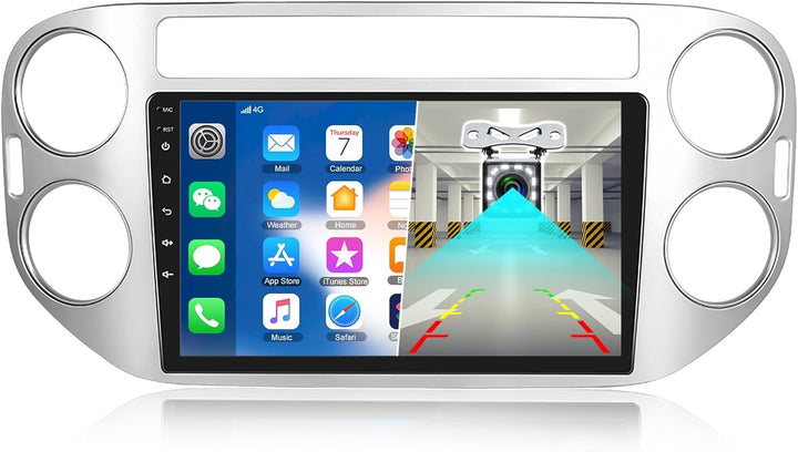 CAMECHO Android Autoradio mit Navi für VW Tiguan (2010-2017),Doppel Din Radio mit 9 Zoll Auto Radio