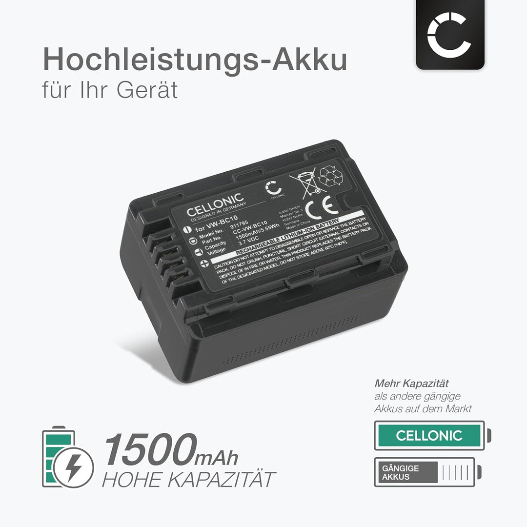 subtel 2X VW-VBK180 VBK360 VW-VBL090 Akku kompatibel mit Panasonic V100 HC-VX878 HDC-SD90 SD40 SD60