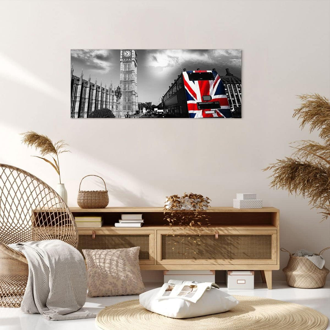 Wandbilder Dekoration Wohnzimmer Bus London Big Ben Gebäude Panorama Bilder auf Leinwand 120x50cm Le