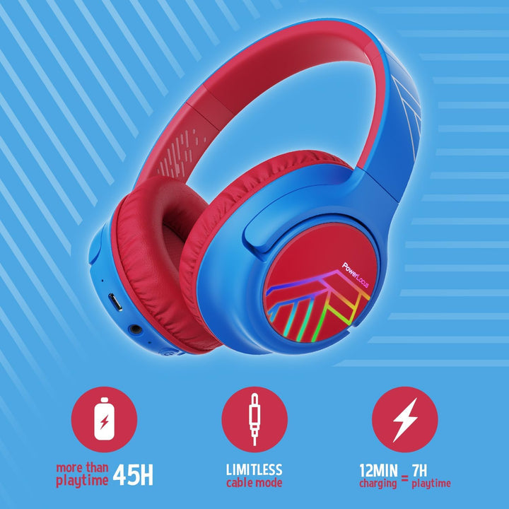 PowerLocus Bobo Bluetooth Kopfhörer Kinder, Kinderkopfhörer Over Ear mit 74/85/94dB Lautstärkebegren