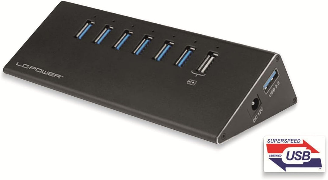 LC Power USB3.0 HUB LC-HUB-ALU-2B-7 7-Port Schwarz Retail