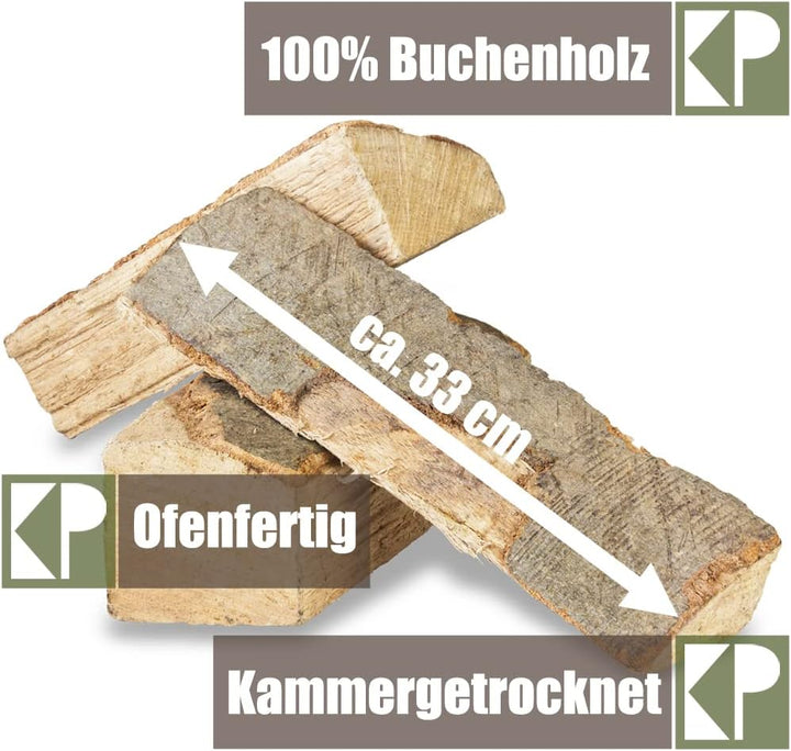 Buche Brennholz 33 cm Kaminholz 30, 60 oder 90kg für Kaminofen Lagerfeuer Feuerschale Ofen Grill Buc