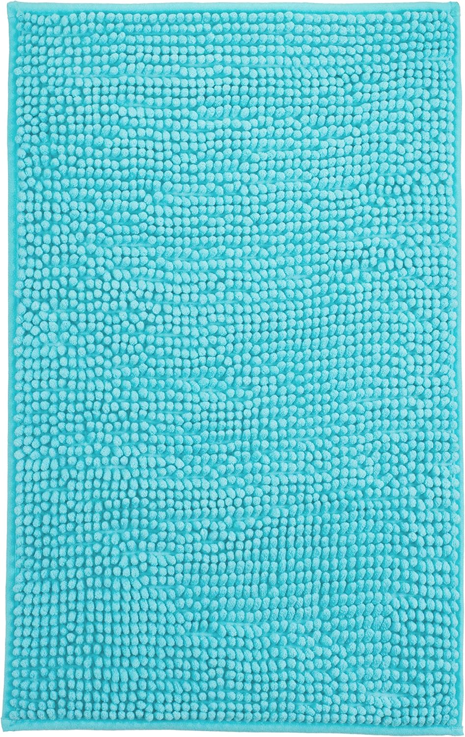 Brandsseller Moderne Chenille Badmatte Duschmatte Badeteppich im Shaggy Style (50x80 cm, Aqua) 50x80