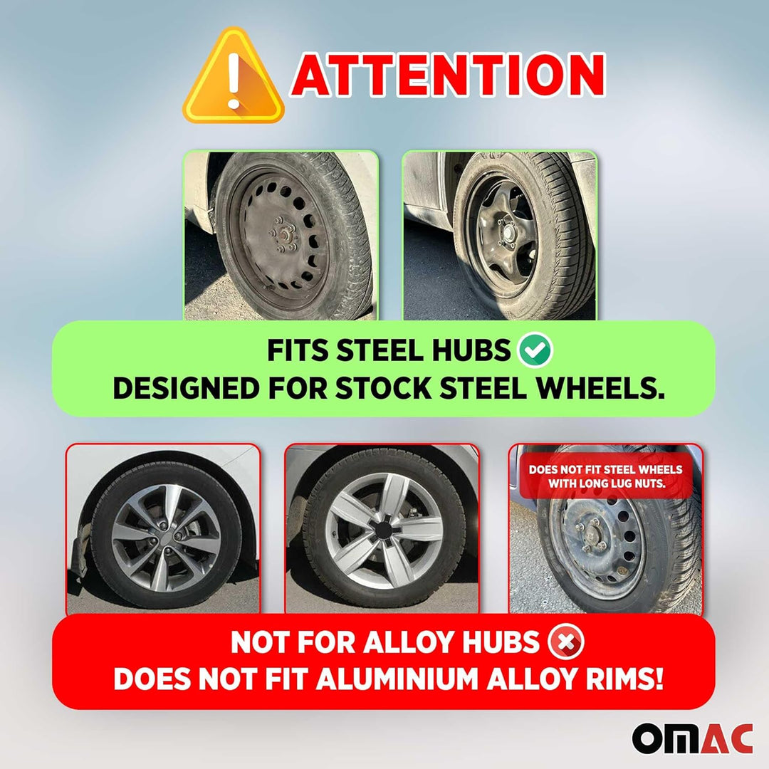 OMAC 4X Radkappen Radzierblenden Radblenden Radkappensatz für Auto 16" Zoll Schwarz, 16"
