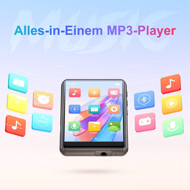 MECHEN 64GB MP3 Player Bluetooth 5.3, 2.4 Zoll Touchscreen, Musik, Video, FM Radio, Recorder, E-book