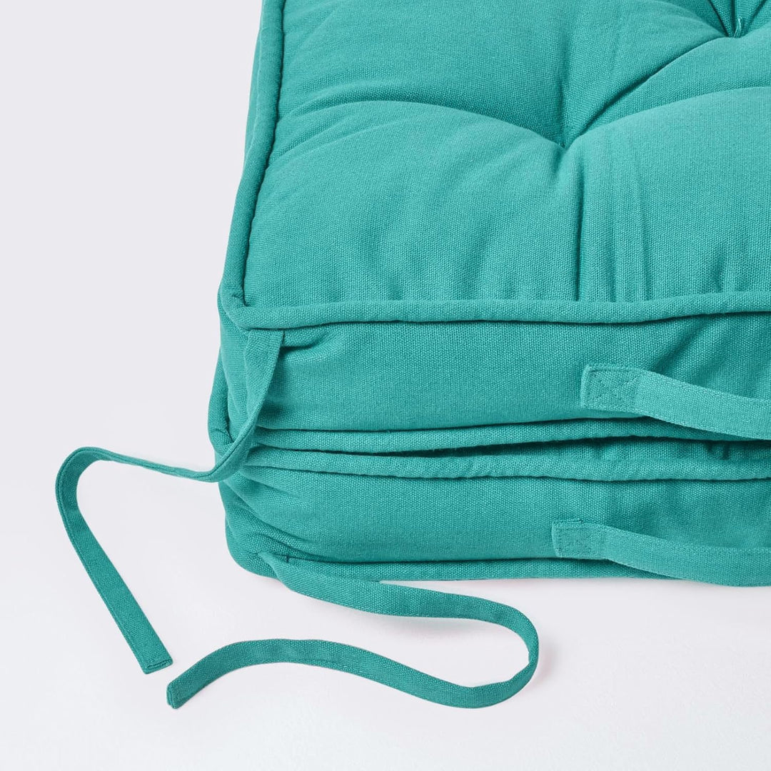 Homescapes Faltbares Reisekissen 50x50 cm türkis, Auto-Sitzkissen mit Rückenlehne, Klappsitzkissen f