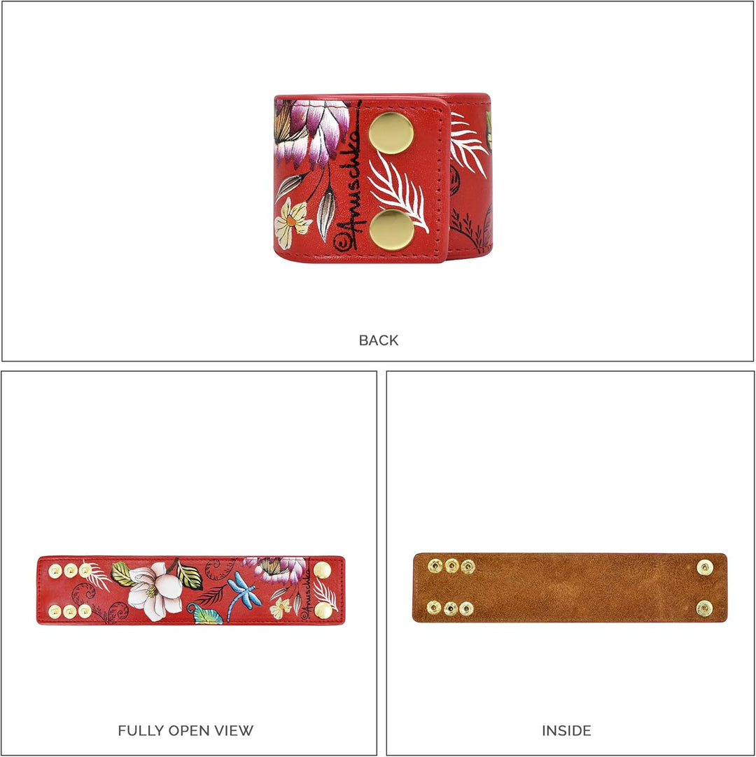 Anuschka Lederarmband für Frauen, Handbemalt, Grössenverstellbar Crimson Garden, Crimson Garden