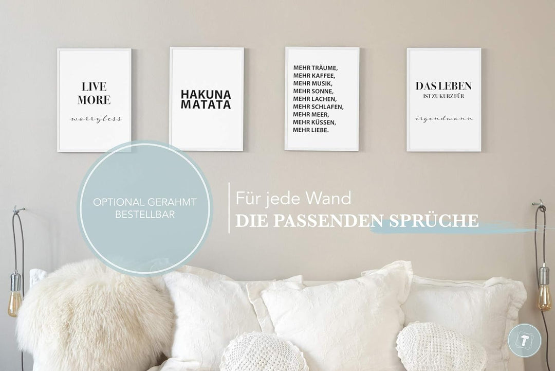 Papierschmiede® Premium Spruchposter Set 4er DIN A1, Motiv: Hakuna Matata, Keine Sorgen König der Lö