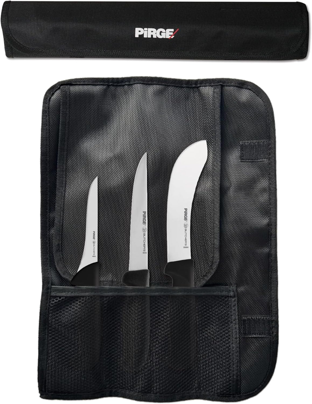 Pirge Butcher's Profi Metzgermesser Set mit Tasche 4 Stück - Profi Schlachtermesser Set - Fleischerm