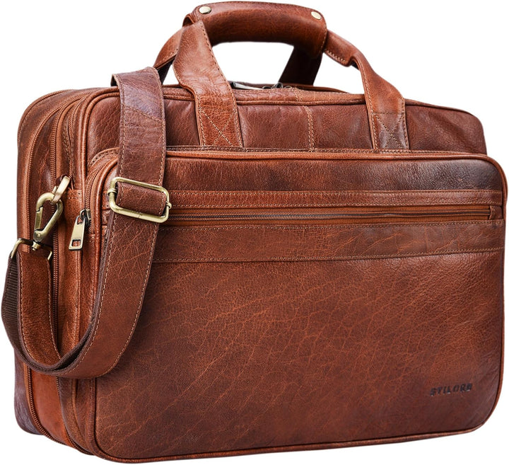 STILORD 'Leopold' XL Echtleder Aktentasche - der verbesserte Geheimtipp für Lehrerzimmer & Büro - Bu