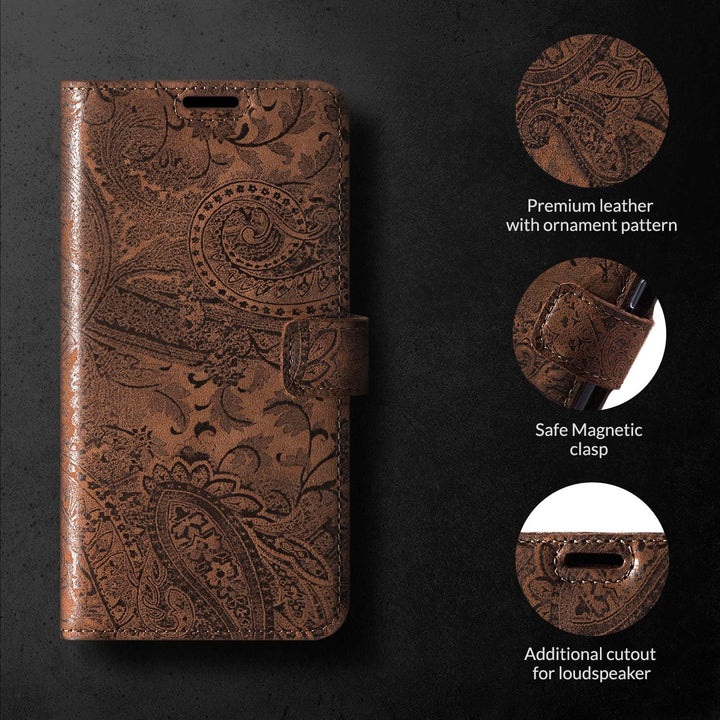 SURAZO Premium Handyhülle für Apple iPhone 14 Pro Max Hülle Leder – Klappbare Echtleder Schutzhülle