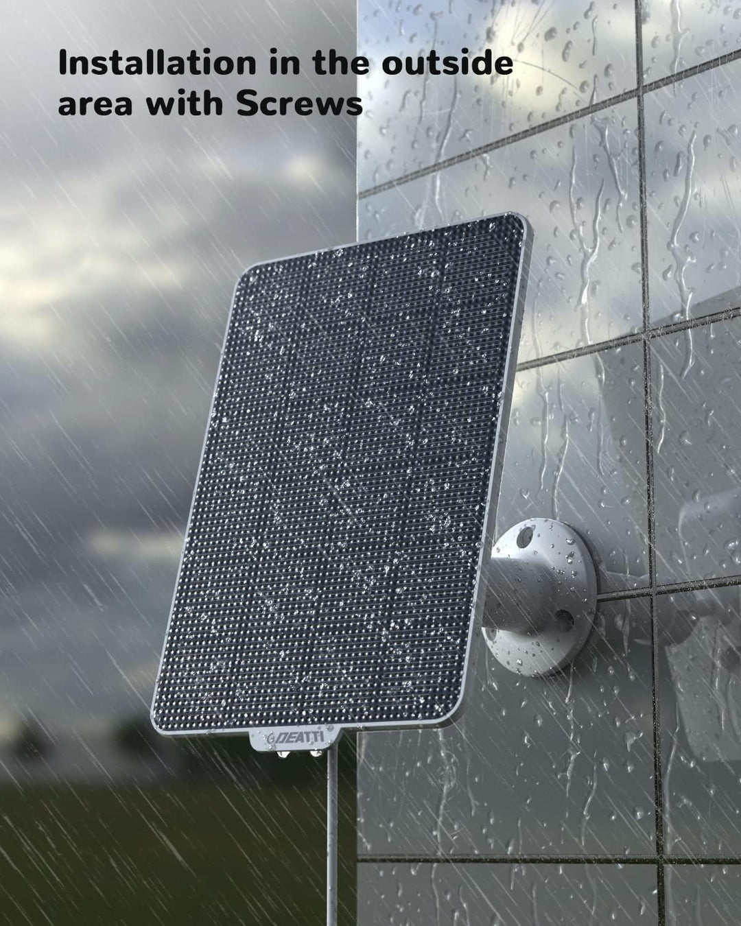 DEATTI 3W Solarpanel für Überwachungskamera Aussen Akku, Wetterfest, 360° Einstellbare Halterung, US