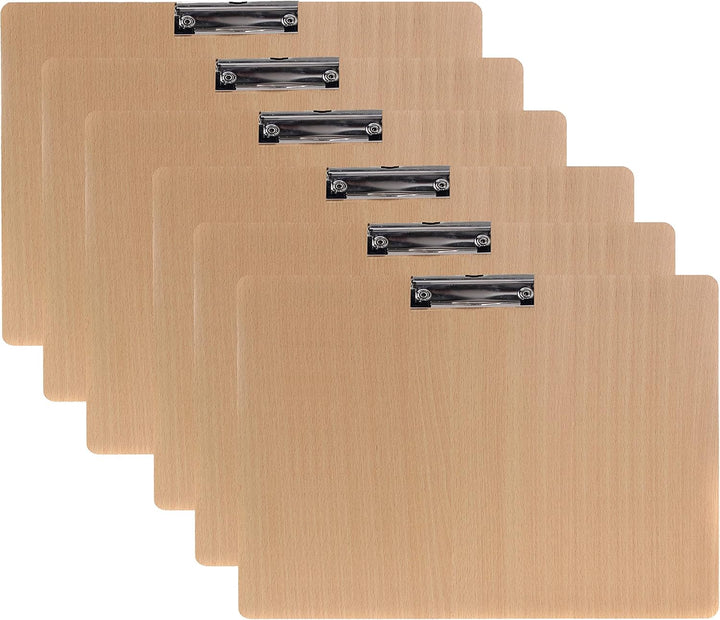 6er Klemmbrett A3 Quer aus Hartholz extra dick 4mm, mit Aufhängeose, Gummierter Metalklemme, Skizzen