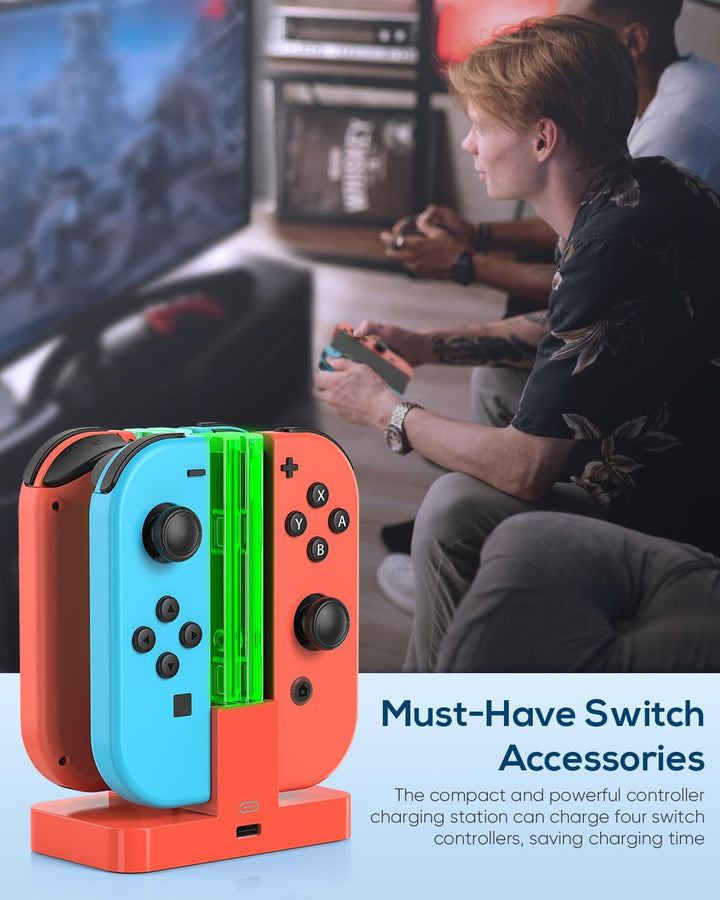 FYOUNG Switch Controller Ladestation Kompatibel mit Nintendo Switch/Switch OLED Joy Con, Quad Switch