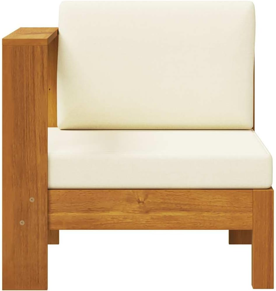 vidaXL Akazienholz Massiv Mittelsofa mit 1 Armlehne Sofa Lounge Gartensofa Einzelsofa Gartenmöbel Ga