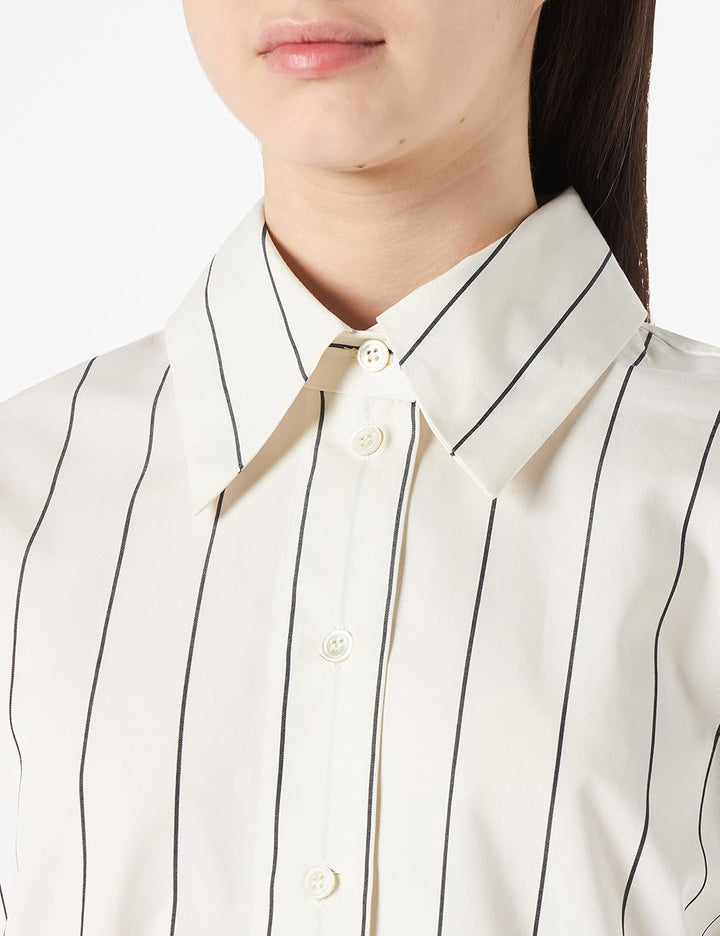 Seidensticker Damen Bluse - Fashion Bluse - Hemdblusenkragen - Kurzarm - 100% Baumwolle 36 Weiss-bla