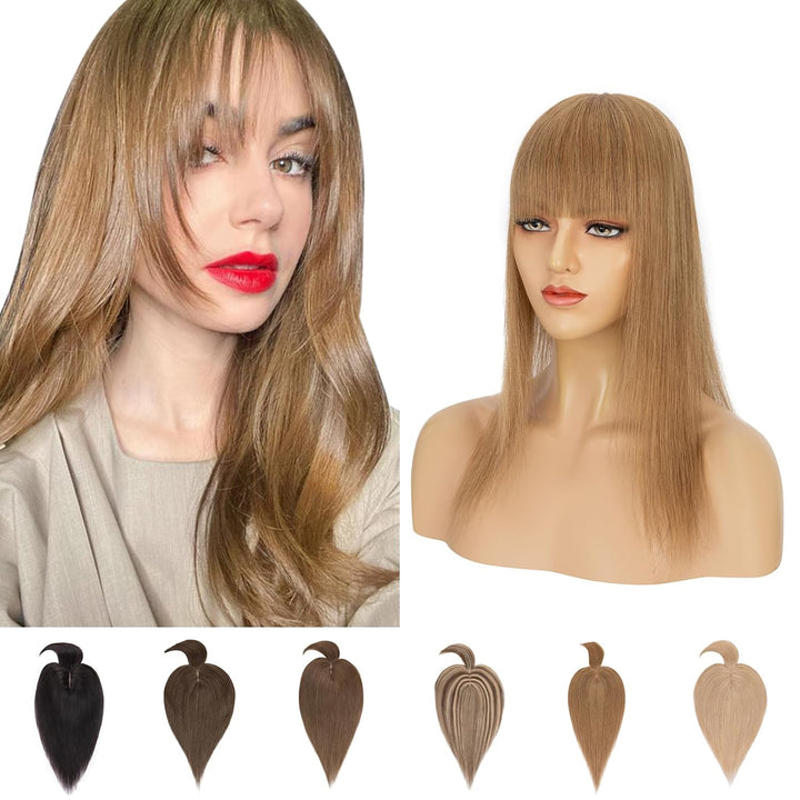 Silk-co Clip in Extension Echthaar Topeer Echthaar Haarteile Echthaar Toupet Haarverlängerung mit Fr