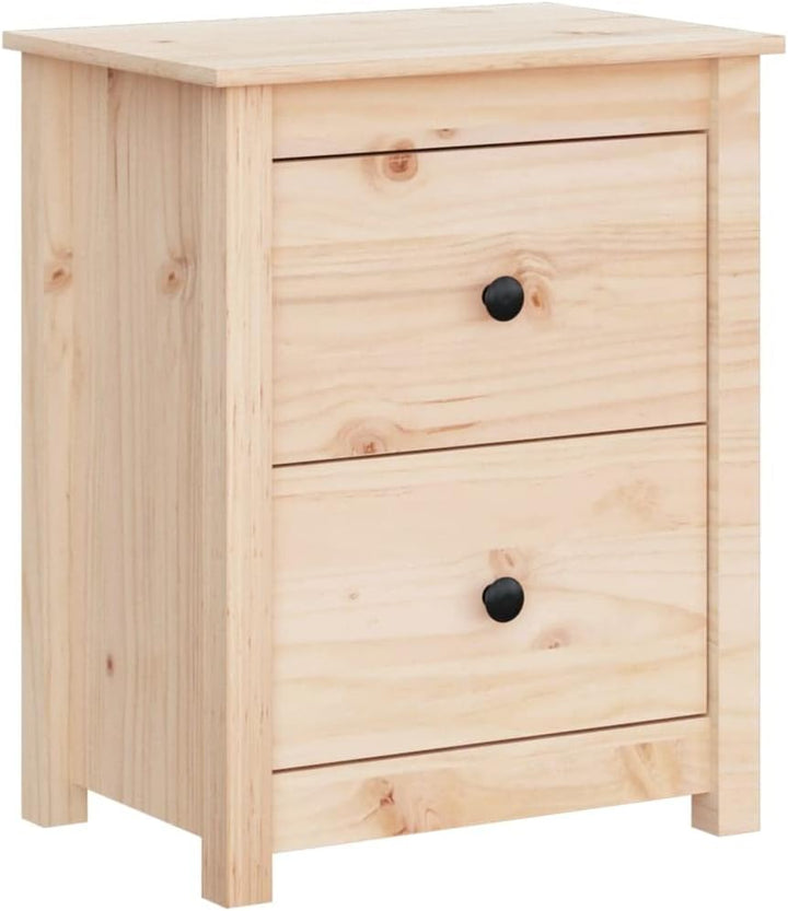 Bedside Table Nachtkonsole Beistelltisch mit Stauraum Night Stand Nachttisch 50x35x61,5 cm Massivhol