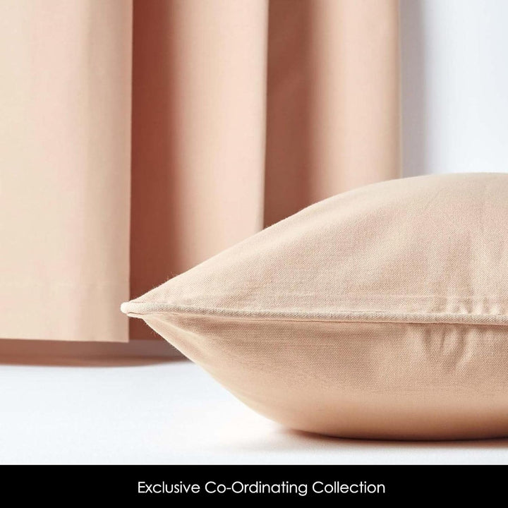 Homescapes Ösenvorhang Blickdicht beige Dekoschal 2er Set Plain Colour Breite 117 x Länge 137 cm Vor