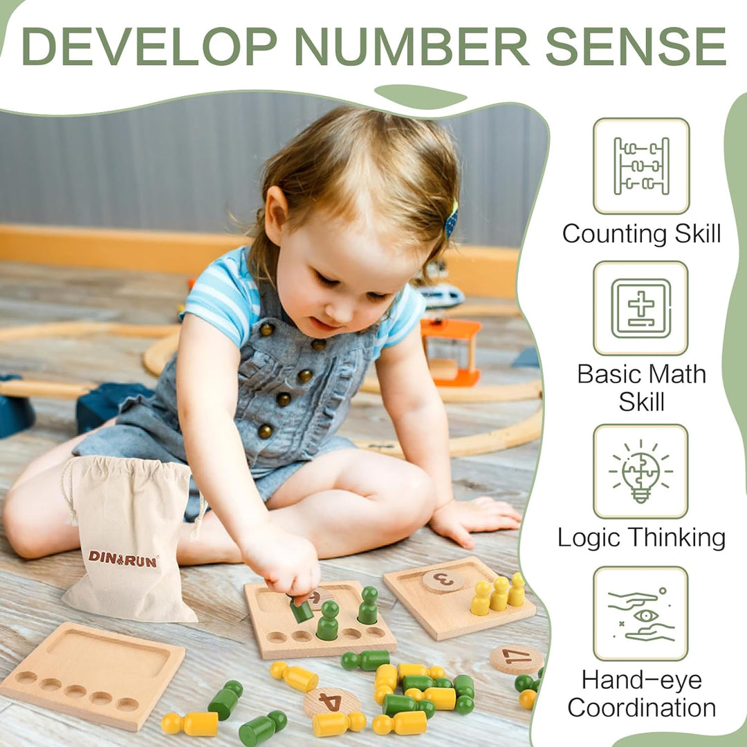 DINORUN Montessori Spielzeug ab 3 4 5 6 Jahre Holzspielzeug Motorikspielzeug Mathe Spielzeug Zahlen