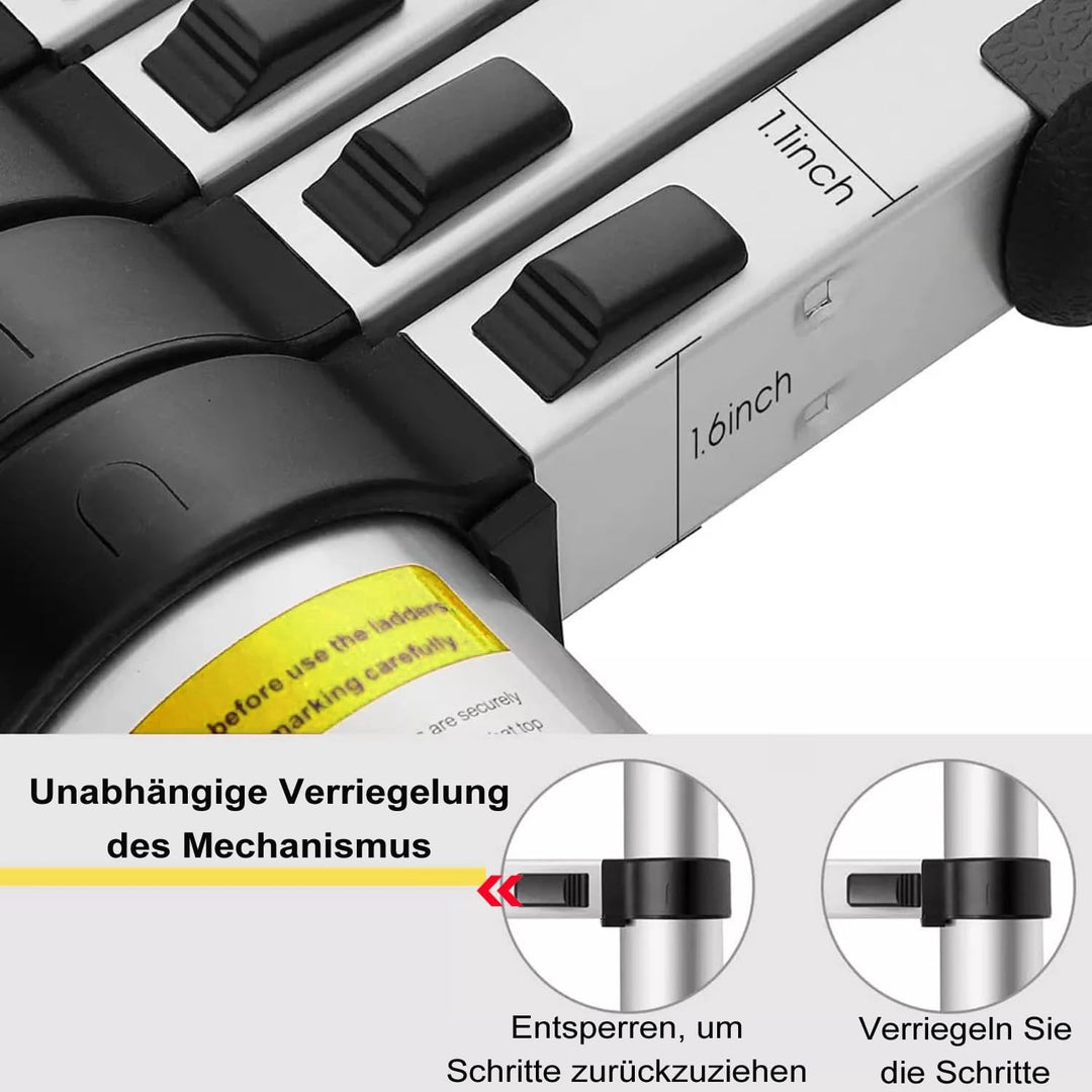 2,6M Teleskopleiter Klappleiter, Rutschfester Ausziehleiter mit 9 Sprossen, 150 kg Belastbarkeit, Sc