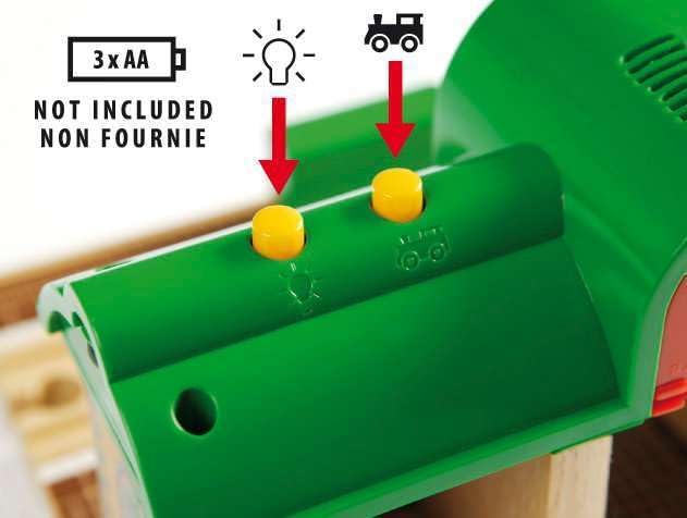 BRIO World 33578 Sprechender Bahnhof Eisenbahn Zubehör mit Aufnahmefunktion - Kleinkinderspielzeug e