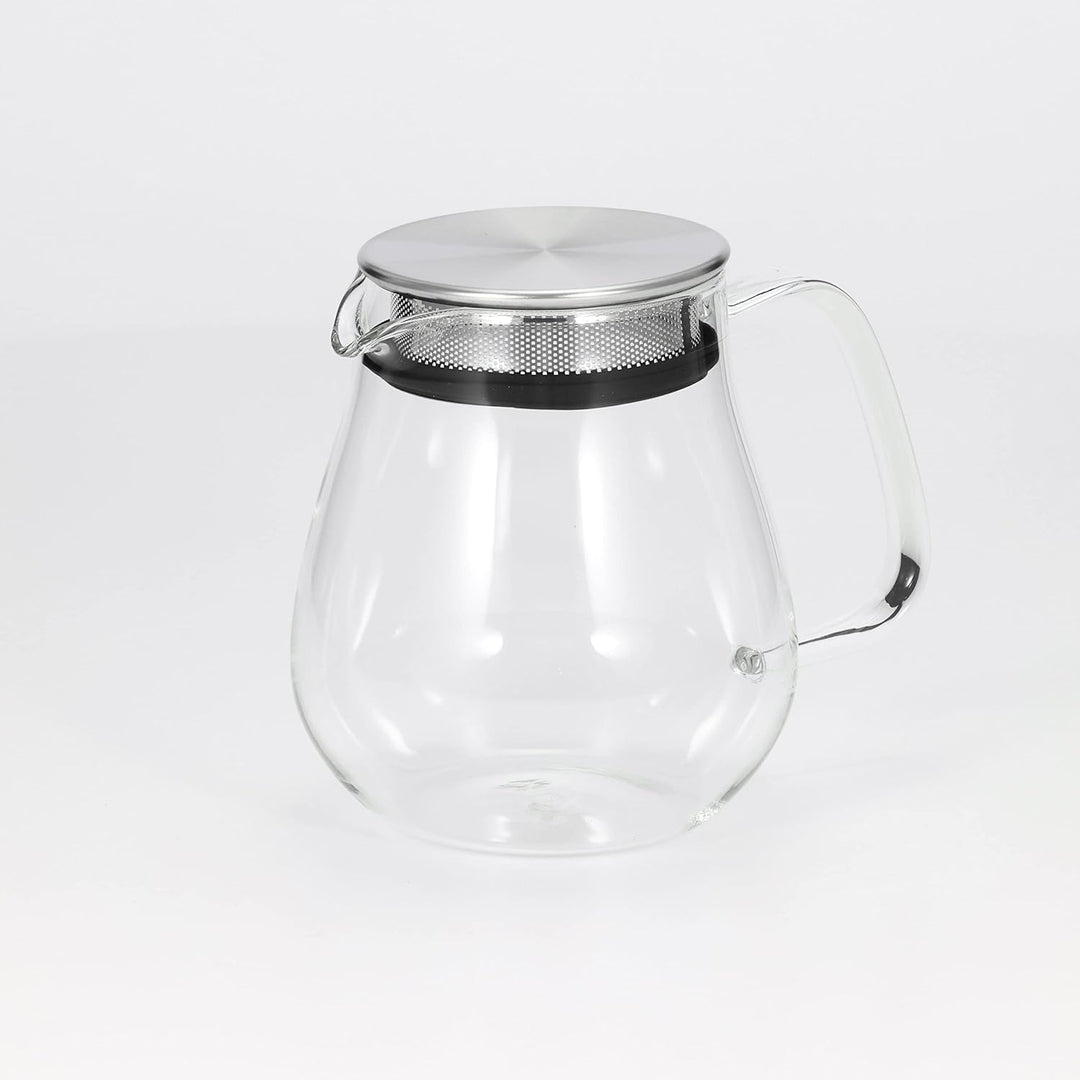 Kinto Unitea One Touch Teekanne aus Edelstahl, 720 ml, hitzebeständige Glas-Teekanne mit Edelstahlsi