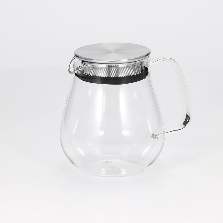 Kinto Unitea One Touch Teekanne aus Edelstahl, 720 ml, hitzebeständige Glas-Teekanne mit Edelstahlsi