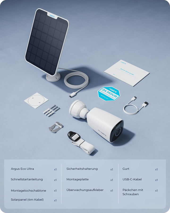 Reolink 4K Solar Überwachungskamera Aussen Akku mit 2,4&5GHz WiFi, WLAN Kamera Outdoor, 8MP Farbnach