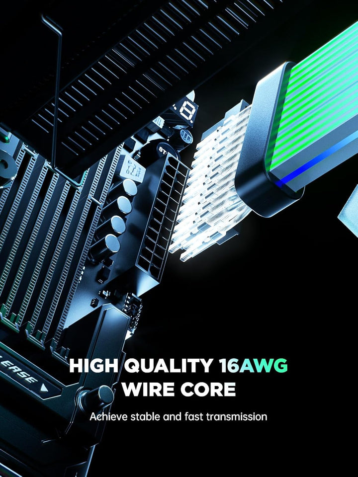 AsiaHorse 24Pin ATX Adressierbare RGB Kabel, ARGB 24PIN Mainboard Sleeved Cable, 5V 3PIN PSU Kabelve