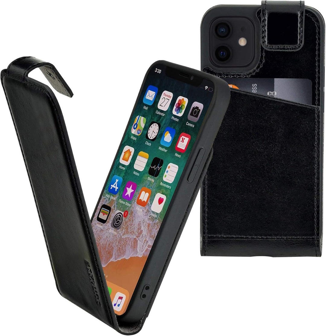 Suncase Original Flip-Style (Ultra-Slim) kompatibel mit iPhone 12 Mini (5.4") Hülle Ledertasche Tasc