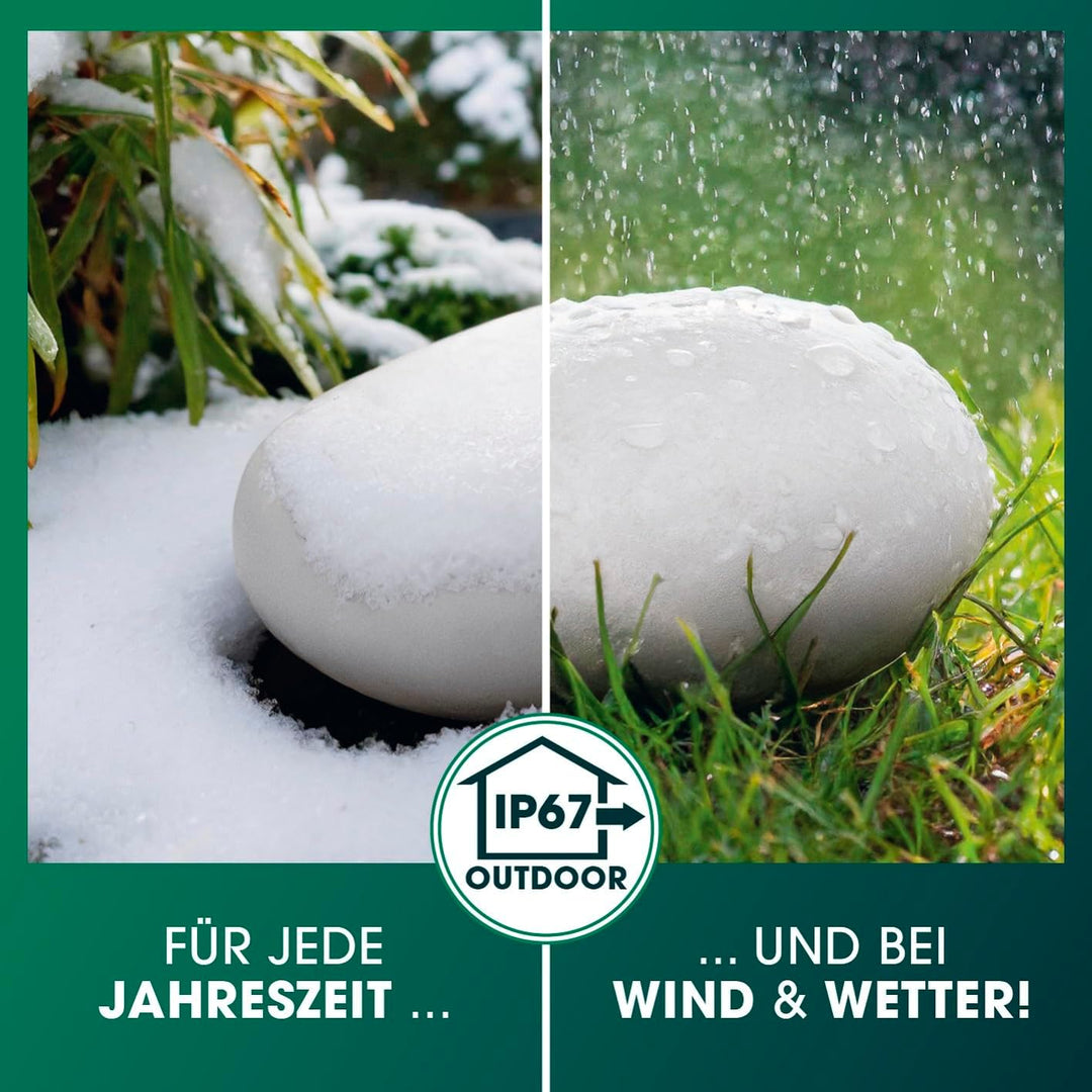 EASYmaxx Solar-Deko-Stein mit Farbwechsel | Moderne Aussen-Gartenleuchte mit Fernbedienung | Solar-K