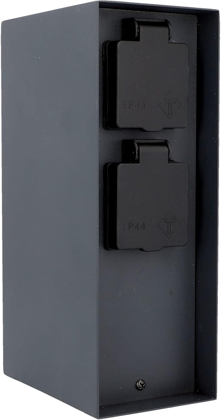 UNITEC Steckdosenverteiler für den Garten, Steckdosensäule mit Zeitschaltuhr, Aussensteckdose, Edels