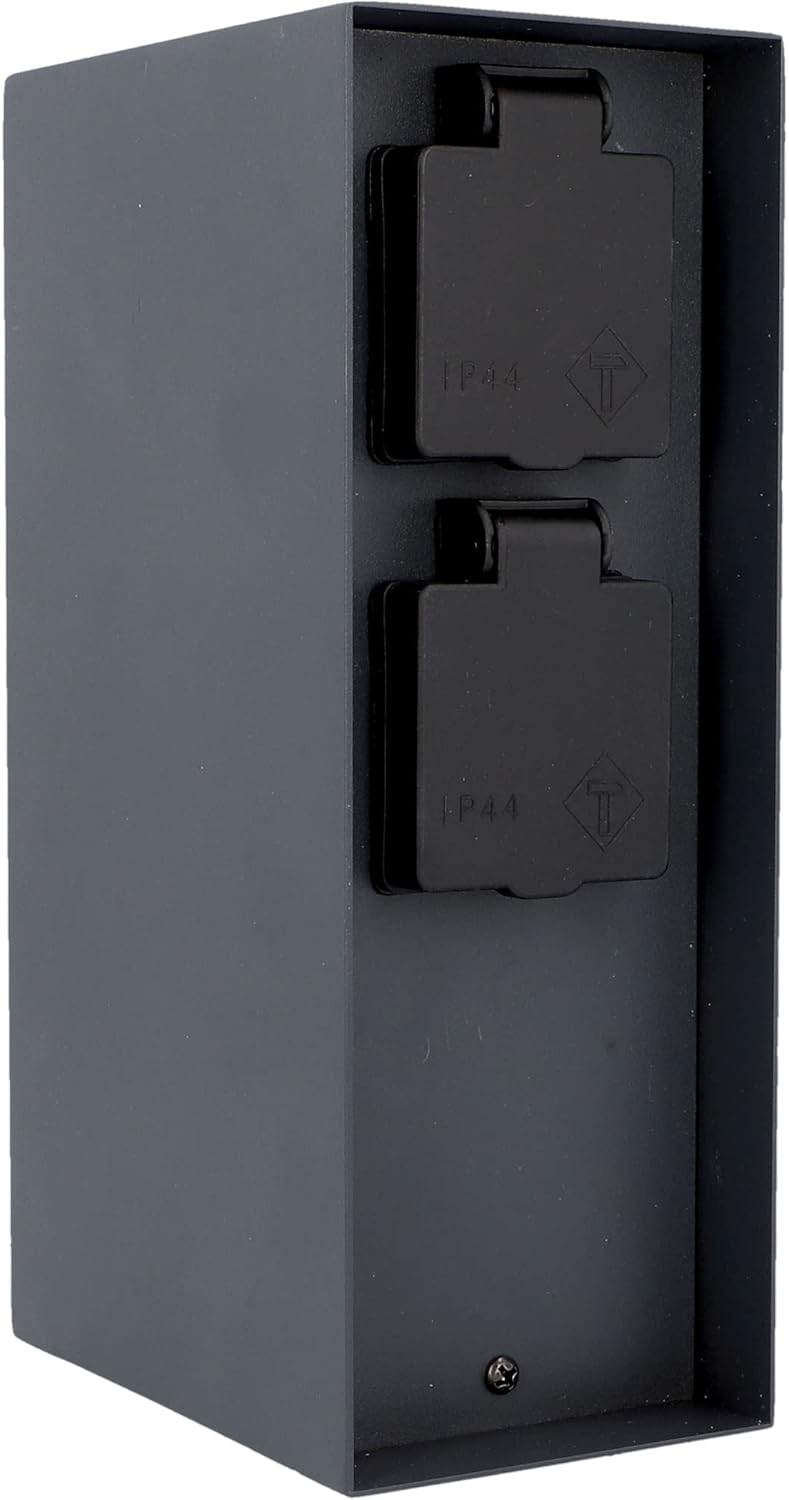 UNITEC Steckdosenverteiler für den Garten, Steckdosensäule mit Zeitschaltuhr, Aussensteckdose, Edels