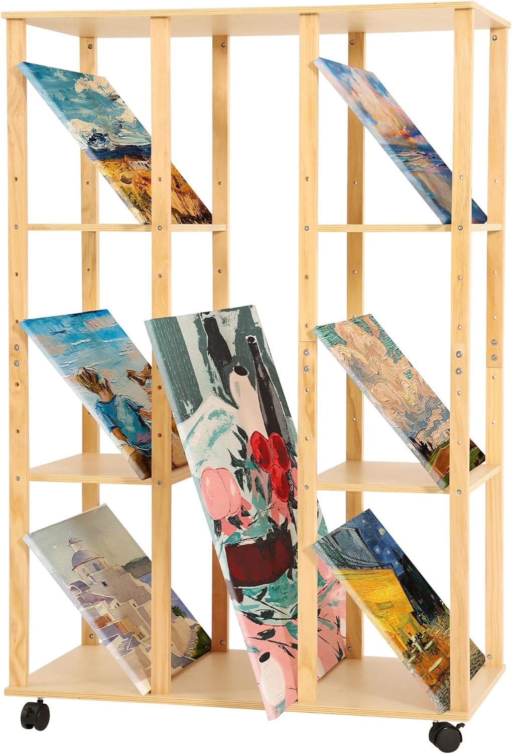 VISWIN Klappbares Holzregal für grosse Drucke - Perfekt für die Anzeige von Leinwand, Kunst, Drucke,