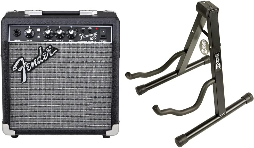 Fender Frontman 10G Verstärker für Gitarre, 230 V EUR & Rockjam Universal Tragbarer A-Frame-Gitarren