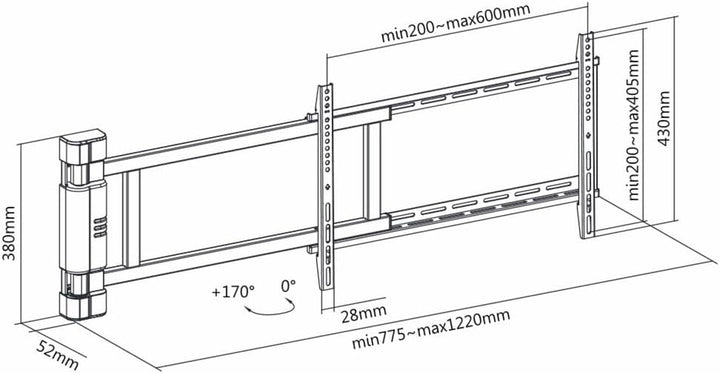 MULTIBRACKETS - TV Wandhalterung mit Motor und Fernbedienung für TV. Ref. Motorswingarm XL Large