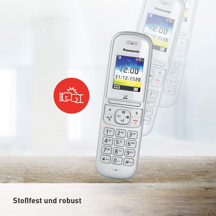 Panasonic KX-TGH722GG Schnurlostelefon Duo mit Anrufbeantworter (DECT Telefon, strahlungsarm, Farbdi