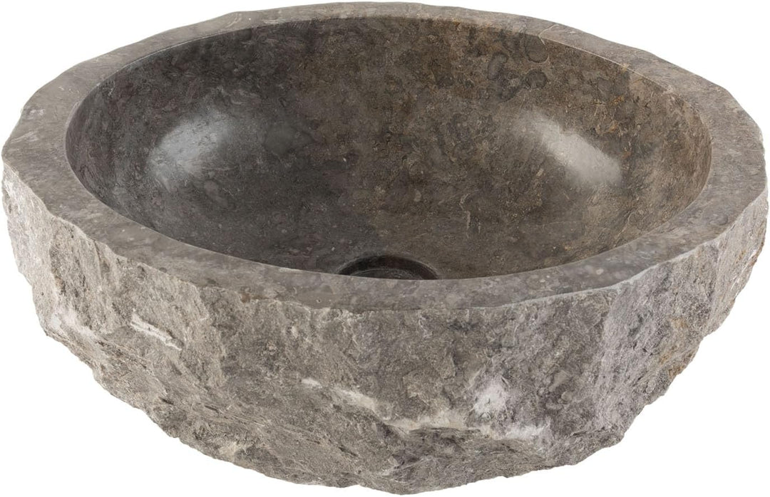 40 cm ovales Marmor Waschbecken in grau von WOHNFREUDEN - Mit Unikat Auswahl Auswahl des Unikats Dur