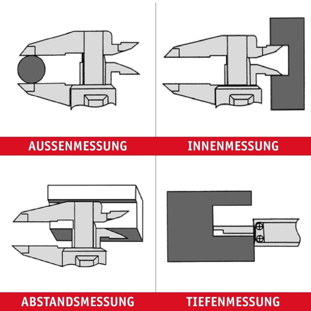 WALTER Schieblehre Digital, Messschieber Analog, Schieblehre, Messlehre, inkl. Knopfbatterie 3V, Ede