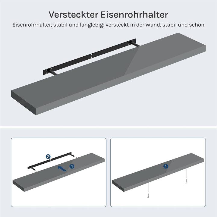 WOLTU Wandregal Regal Wand Schweberegal Regalbrett Wandboard mit Metallhalterung, unsichtbare Montag