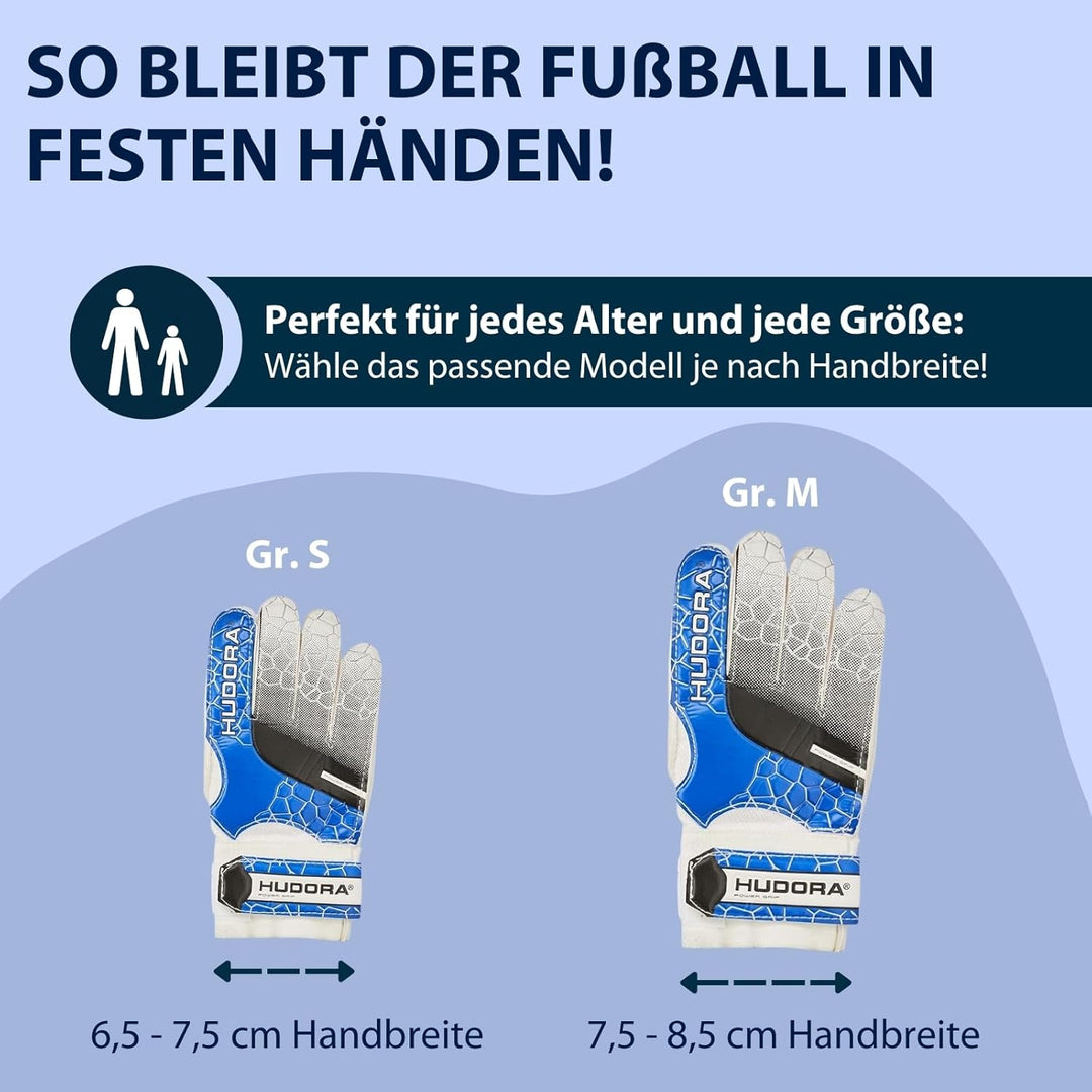 HUDORA Torwarthandschuhe - Gepolsterte Fussball Torwarthandschuhe für Kinder & Jugendliche in Grösse