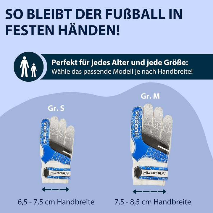 HUDORA Torwarthandschuhe - Gepolsterte Fussball Torwarthandschuhe für Kinder & Jugendliche in Grösse