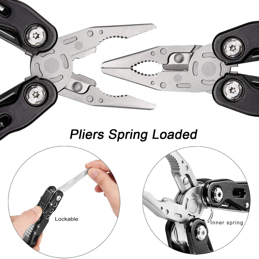 Multitools Edelstahl, 24-in-1 Faltbares Multifunktionszange, Multifunktionale Zange, Multiwekzeug, M
