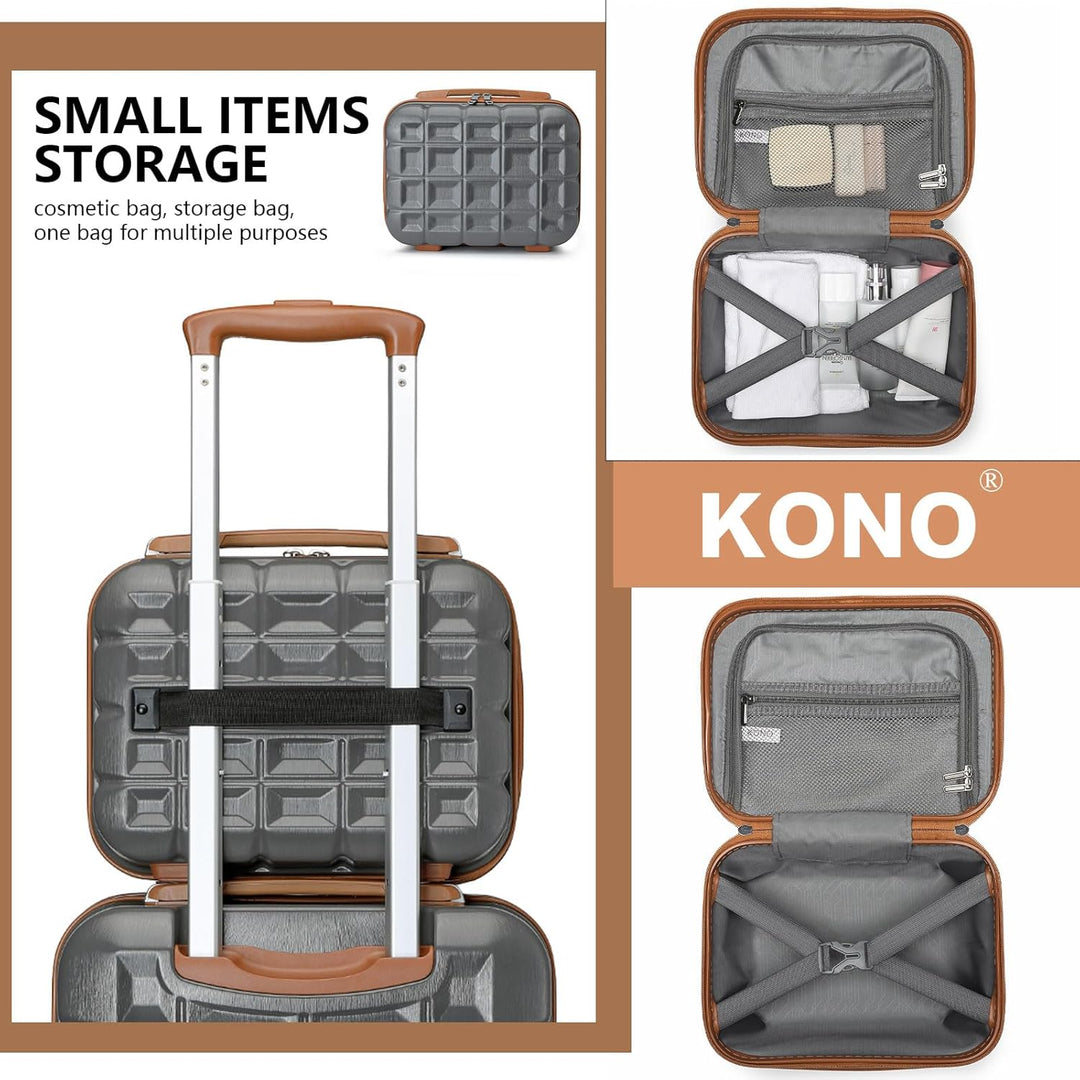 KONO Kofferset 4 Teilig Gepäck-Sets Hartschalenkoffer Reisekoffer Set Zwillingsrollen ABS Koffer Tro