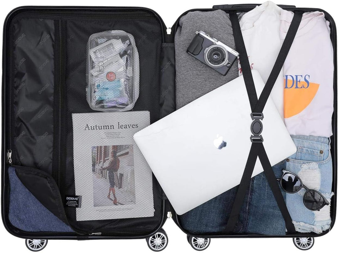 BEIBYE Zwillingsrollen 2048 Hartschale Trolley Koffer Reisekoffer in M-L-XL-Set in 15 Farben (Dunkel